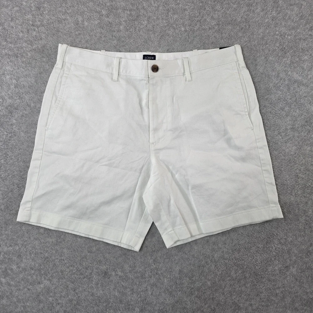 J. Crew 7 Inch Inseam Chino Shorts Men's Size 34 White Classic Fit NWT  $70